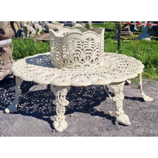 Cast Iron Tree Bench White CH-717-W (1)