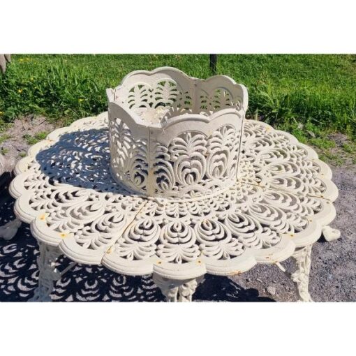 Cast Iron Tree Bench White CH-717-W (3)