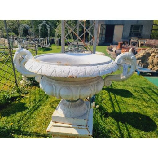 Pair of Cast Iron Urns on Pedestals H397 (2)