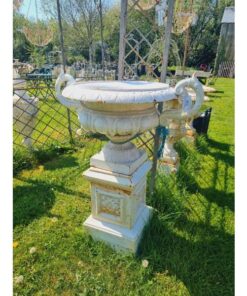Pair of Cast Iron Urns on Pedestals H397 (4)
