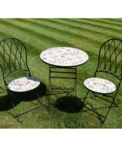 Two Seater Table & Chairs Mosaic Black 11173(7)