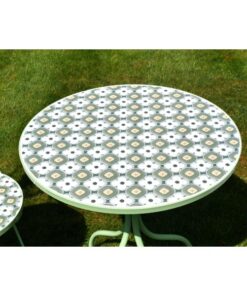 Two Seater Table & Chairs Mosaic Green D11181 (2)