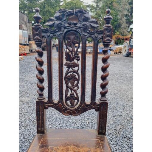 Set of 3x High Back Carved Oak Chairs KAS853 (1)