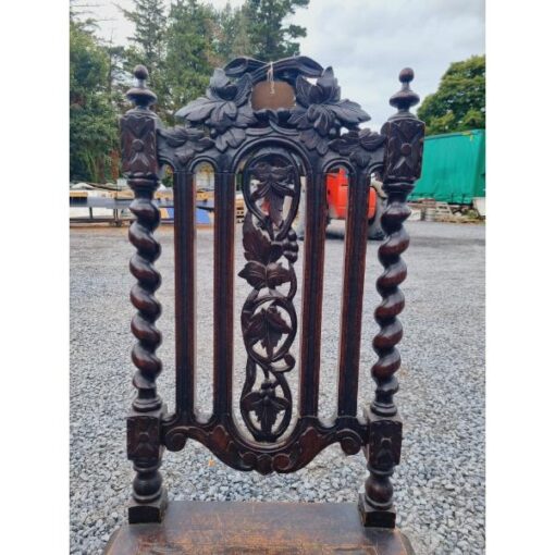 Set of 3x High Back Carved Oak Chairs KAS853 (10)