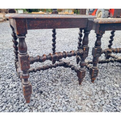 Set of 3x High Back Carved Oak Chairs KAS853 (11)
