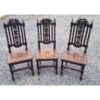 Set of 3x High Back Carved Oak Chairs KAS853 (7)