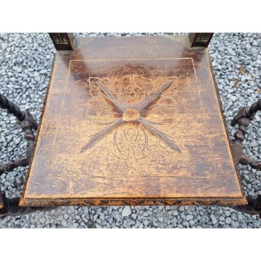 Set of 3x High Back Carved Oak Chairs KAS853 (8)