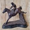 Horse and Jockey Jumping Cast Iron Statue Marble Base H376 (1)