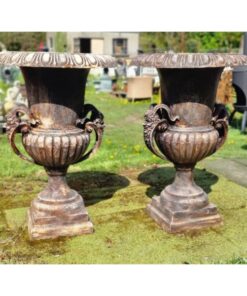 Large Urns Aged Bronze Pair H417 (1)