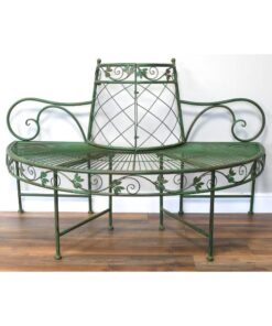 Tree Bench Half Round Green Ornate D11688